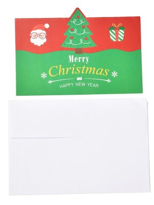 5 ใบ การ์ดอวยพร คริสต์มาส ปีใหม่ พร้อมซองสีขาว ขนาด 100x140x0.3mm