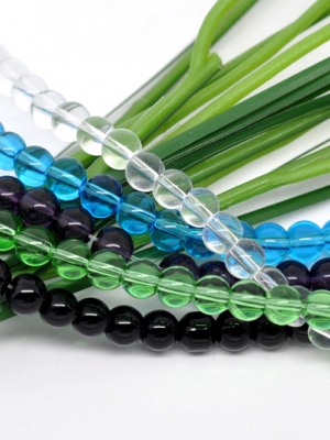 ลูกปัดแก้ว เม็ดกลม ขนาด 6มม. 1 เส้น 50 เม็ด มี 5 สี