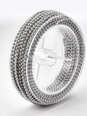 โซ่ไข่ปลา สแตนเลส 304 เม็ดกลมขนาด 2.5 มม.,ในม้วนพลาสติกใสยาว 12 เมตร