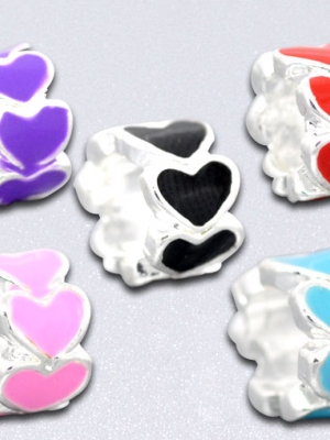 ลูกปัดโลหะเคลือบ ขนาด 8x5mm รู 5 mm คละสี 10 เม็ด