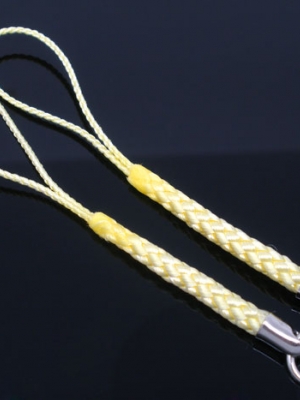 เชือกคล้องมือถือ ลายถัก พร้อมห่วง เชือกขนาด 1.0 มม.ส่วนถักประมาณ 3 มม. ยาว 80 มม. สีเหลือง แพ็ค 10 อัน Yellow Mobile Ce