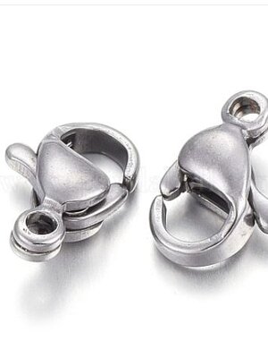 200pcs.Tarnish Resistant 304 Stainless Steel Lobster Claw Clasps, Parrot Trigger Clasps, Stainless Steel Color, 9x6x3mm, Hole: 1mm