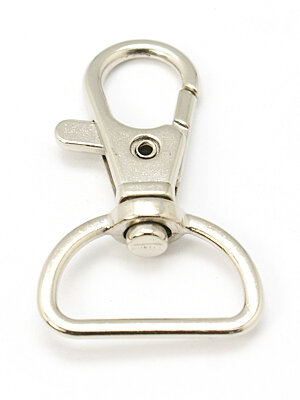 ห่วงกุญแจก้ามปู คอหมา ข้อเหวี่ยง มีเดือยหมุน สีเงินแพลตตินั่ม ขนาด 38x24x6 มม. แพ็ค 10 ชิ้น