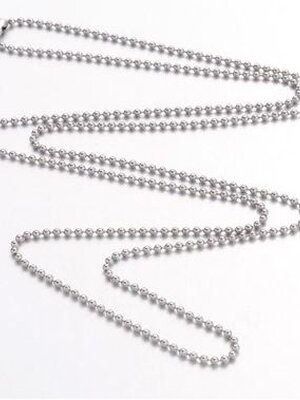 สร้อยคอไข่ปลาสแตนเลส 304 สีสแตนเลส ยาว 35.4"(90cm); 2.4mm แพ็ค 50 เส้น พรีออเดอร์