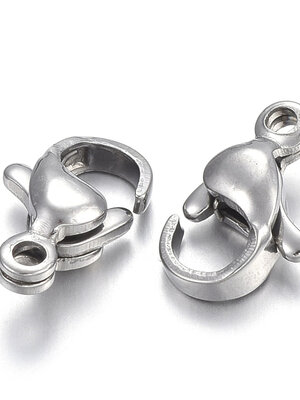 ตะขอก้ามปูสแตนเลส 304 ขนาด 10x6.5x3.5mm, รู 1 mm จำนวน 10 ชิ้น