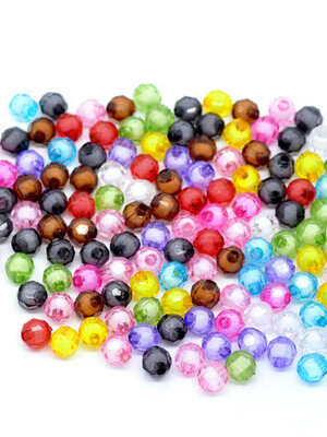 ลูกปัดอะครีลิคเจีย 6 มม. 200 เม็ดคละสี