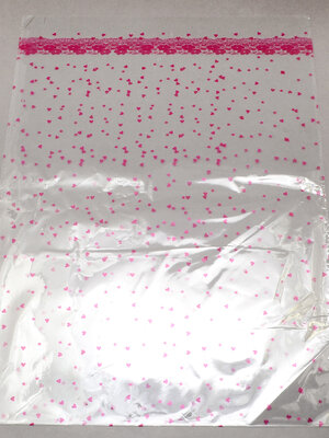 ถุงพลาสติกใส พิมพ์ลาย ขนาด 28x40 cm (ไม่มีกาว ส่วนใช้งาน 27.2x39cm) แพ็ค 100 ใบ