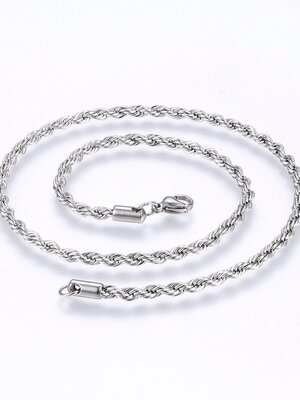 สร้อยคอสแตนเลส 304 Rope Chain 2.3mm ยาว 17.7 inch(45cm) พร้อมก้ามปูสแตนเลส 1 เส้น