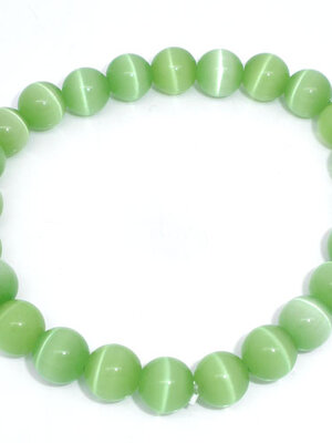 สร้อยข้อมือลูกปัดแก้ว Cats Eye สีเขียว ขนาด 18 ซม. 1 เส้น