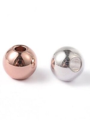 ลูกปัดสแตนเลส304 คละสี เม็ดกลม ขนาด 6x5 มม. รู 2 มม. แพ็ค 100 เม็ด พรีออเดอร์