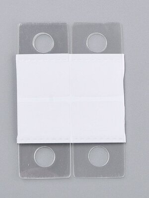Hang Tabs หูแขวนสินค้า ป้ายแขวนสินค้าพลาสติกมีแถบกาวแบบสล็อต ขนาด 3.8x2.6x0.05cm, Hole: 10mm จำนวน 100 ชิ้น