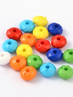 ลูกปัดอะครีลิคทึบแสง ขนาด 8x5มม. รู 1 มม. คละสี 200 เม็ด