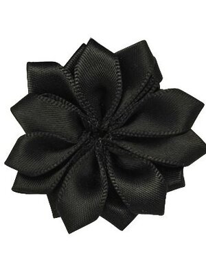 ดอกไม้ริบบิ้นผ้าแฮนด์เมดสีดำ ขนาด 37x37x7mm แพ็ค 25 ชิ้น