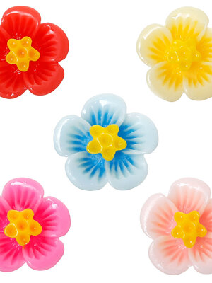 ดอกไม้เรซิ่นสำหรับติดตกแต่งชิ้นงานให้สวยเก๋ ขนาด 16mm x 16mm แพ็ค 10 ดอก คละสี