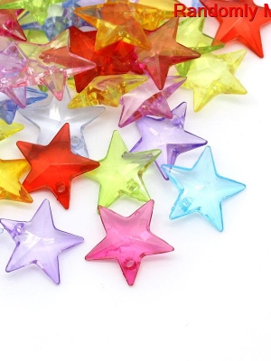 ตัวห้อยอะครีลิครูปดาวขนาด 18x18mm แพ็ค 65 ชิ้น คละสี