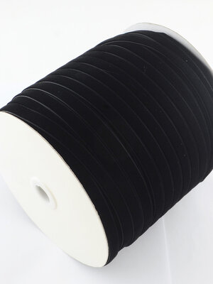 ริบบิ้นผ้ากำมะหยี่หน้าเดียว สีดำ กว้าง 3/8 นิ้ว (ประมาณ 9.5-10 มม.) 1 ม้วน ยาว 200 หลา (182.88 ม.)