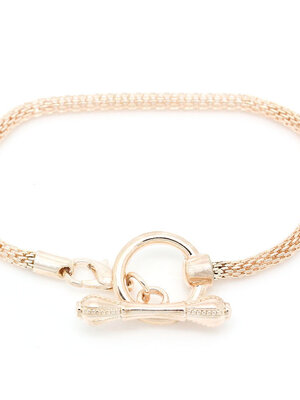 สร้อยข้อมือวัสดุทองแดง สีโรสโกลด์ ลายสานโปร่งเหมือนโคมไฟ ยาว 18.2 ซม จำนวน 1 เส้น