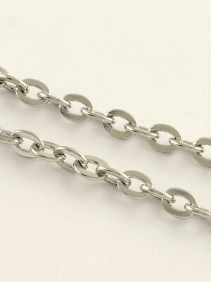 โซ่สแตนเลส 304 cable chain ข้อกลมแบน วงรี ขนาด 6x5x1.2mm ยาว 20 เมตร