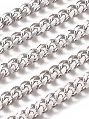 โซ่สแตนเลส 304 Curb Chains, Twisted Chains ขนาด 6x4x2mm, Wire: 1.2mm ยาว 1 เมตร
