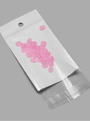 ถุงพลาสติกใส OPP(ถุงแก้ว) ฝากาว มีรูแขวนหัวมุก หน้าใส กลางมุก หลังใส ขนาด 6x14 ซม.(ส่วนใช้งาน 6x9 ซม.) หนา 0.12 มม แพ็ค 100 ใบ