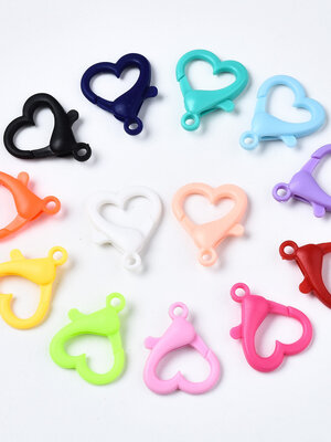 ตะขอก้ามปู อะครีลิคทึบ รูปหัวใจ ขนาด 26.5x22x6.5 มม. รู 3 มม. แพ็ค 10 ชิ้น เลือกสีก่อนค่ะ