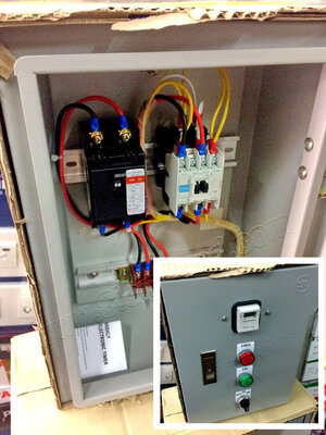 ตู้คอนโทรล การทำงานอุปกรณ์2สาย ระบบทำงานโดยทามเมอร์24ชั้วโมง digital 2P (อุปกรณอื่นๆ ACE32,THC15A), WALL MOUNTING CABINET (KJL), LED Pilot Lamp (PNC), Control Switch (TEND), MAGNETIC CONTACTOR (MITSUBISHI)