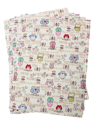 Sticker ผ้า ผ้ามีกาวลอกติดด้านหลัง ลายนกฮูก ขนาด 29.7cm(11 6/8 นิ้ว) x 21.0cm(8 2/8 นิ้ว) ประมาณ A 4 1 ชิ้น