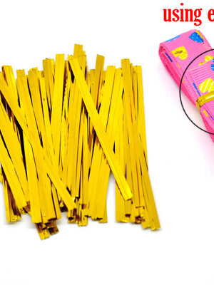 ลวดบิดสำหรับปิดปากถุง สีทองเมทาลิก ยาว 8 ซม. แพ็ค 750 ชิ้น