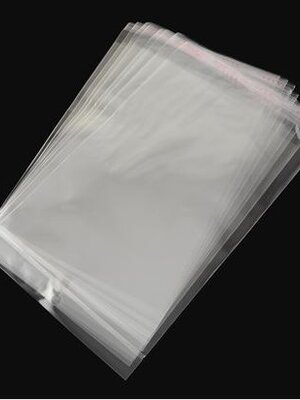 ถุงพลาสติกใส OPP(ถุงแก้ว) ฝากาว+หัวรูแขวน ขนาด 14x21.5 ซม. (ส่วนใช้งาน 14x16.5 ซม.) หนา 0.035 มม.