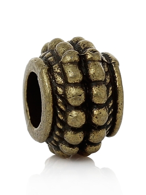 ตัวคั่นลูกปัดทองแดงทรงกลอง ขนาด 9x7มม. รูประมาณ 4.2มม. แพ็ค 10 เม็ด