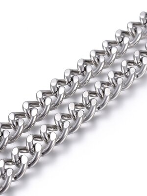 โซ่สแตนเลส 304 Curb Chain สีสแตนเลส ขนาด 10x8x2 mm ยาว 10 เมตร