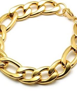 สร้อยข้อมือสแตนเลส 304 สีทอง พร้อมก้ามปู ขนาด 8-1/2"(215mm); 13mm สีทอง 10 อัน พรีออเดอร์