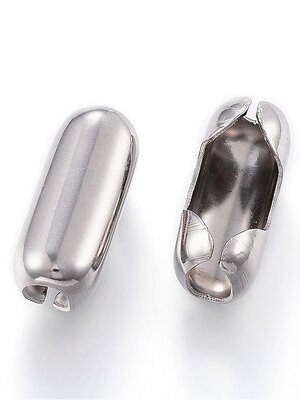 ตัวล็อค/ข้อต่อ โซ่ไข่ปลา สแตนเลส 304 ขนาด 13x6 มม. สำหรับไข่ปลาขนาด 3.5-4.5 มม. แพ็ค 50 ชิ้น