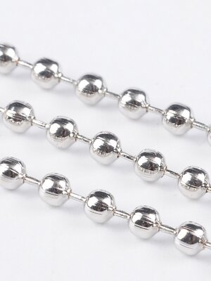 โซ่ไข่ปลาสีเงินแพลตตินั่ม นิกเกิ้ลฟรี ขนาด 3.2 มม. ม้วนยาว 50 เมตร