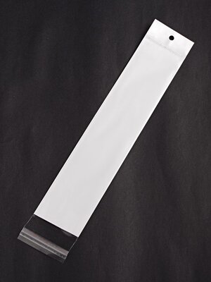 ถุงพลาสติกใส OPP(ถุงแก้ว) ฝากาว+หัวรูแขวน หลังขาว ขนาด 4.5x29 ซม. (ส่วนใช้งาน 4.5x23.5 ซม.) หนา 0.035 มม.