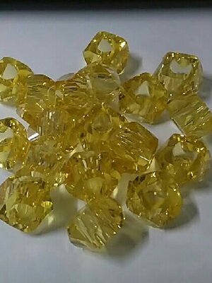 ลูกปัดยุโรปเรซิ่นทรงกระบอกเหลี่ยมเจียสีเหลืองใส ขนาด 13.0mm x 8.0mm, Hole: Approx 5.6mm แพ็ค 18 เม็ด