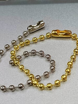 โซ่ไข่ปลา เหล็ก สีเงิน สีทอง ขนาด 2.4มม. พร้อมตัวล็อค แพ็ค 10 เส้น เลือกความยาว