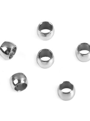ลูกปัดสแตนเลส 304 Stainless Steel Crimp Beads Cylinder Silver Tone About 2mm( 1/8") Dia., Hole: Approx 1mm,