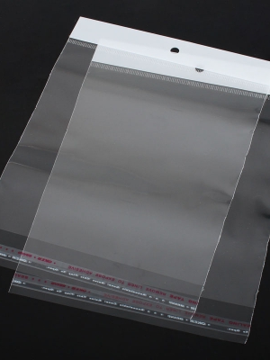 ถุงพลาสติกใส OPP(ถุงแก้ว) ฝากาว มีรูแขวนหัวมุก ขนาด 18x26 ซม.(ส่วนใช้งาน 18x21 ซม.) หนา 0.030 มม.