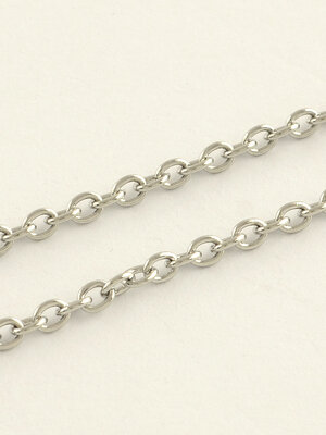 โซ่สแตนเลส 304 ข้อต่อแบบเคเบิ้ล ขนาด 3x2x0.5mm 1 ม้วน ยาว 1 เมตร