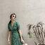 [ Green ] Blossom mini dress เดรสสั้นชีฟอง ลายดอก