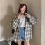 Grid oversize shirt - เสื้อเชิ้ต ลายสก๊อต ผู้หญิง แขนยาว โอเวอร์ไซส์