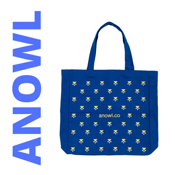 ถุงผ้าลายฮูก Polka Dot สีน้ำเงิน (รุ่น 2) - สินค้าเพื่อการสนับสนุนอ่านเอา
