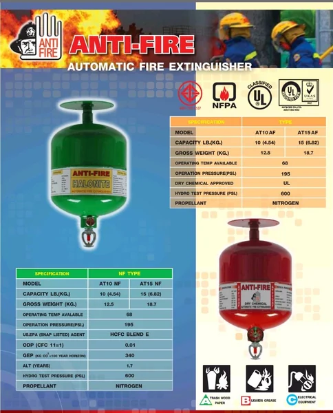 ถังดับเพลิงชนิดอัตโนมัติแบบติดตั้งเพดาน แบรนด์ ANTI-FIRE image 2 ถังดับเพลิงชนิดอัตโนมัติแบบติดตั้งเพดาน แบรนด์ ANTI-FIRE image 2