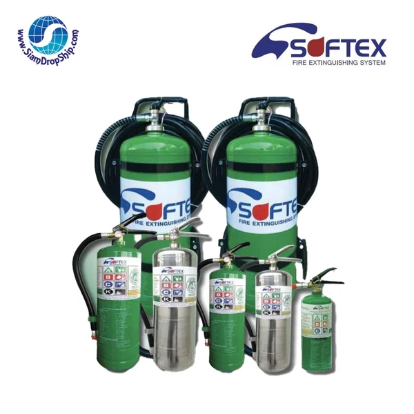 ถังดับเพลิงประเภท ดับได้ทุกชนิด แบรนด์ Softex รุ่น ABCK (ถังสแตนเลส) ไม่เป็นสารพิษ เป็นมิตรต่อสิ่งแวดล้อม ดับเพลิงประเภท A, B, C, K
