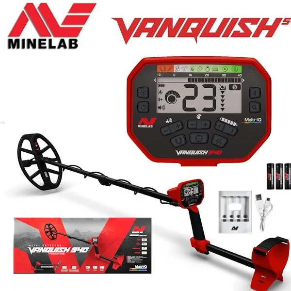 เครื่องตรวจจับโลหะใต้ดิน Minelab Vanquish 540 มีจานค้นหา 12 นิ้ว กันน้ำ มี 4 โหมดการค้นหา Coil, relic, jewelry, custom ปรับความไวและเสียงได้ 10 ระดับ เปิดไฟหน้าจอได้ รับประกันศูนย์ไทย 1 ปี