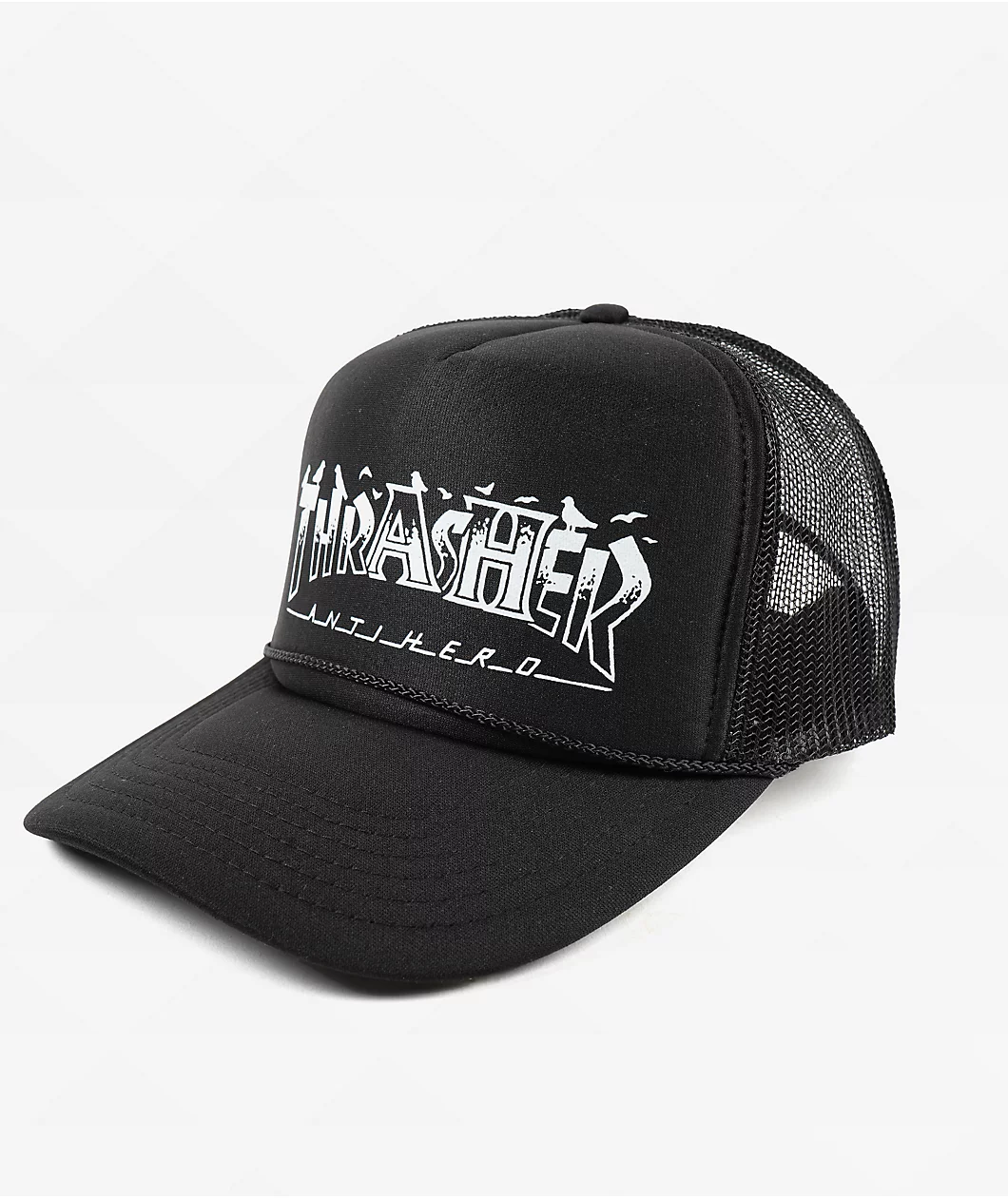 Thrasher x Anti Hero Pigeon Mag Trucker Hat Black