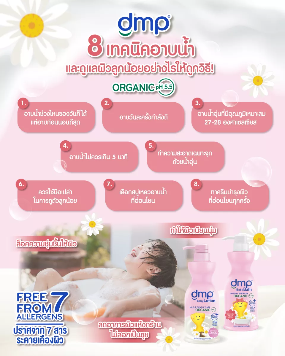 DMP ดีเอ็มพี เบบี้โลชั่น ออร์แกนิค ดับเบิ้ลมิลค์ / โรสฮิป คาโมมายล์ (ขนาด 480 มล.) แถมฟรี DMP Baby Lotion ขนาด 200 ml.