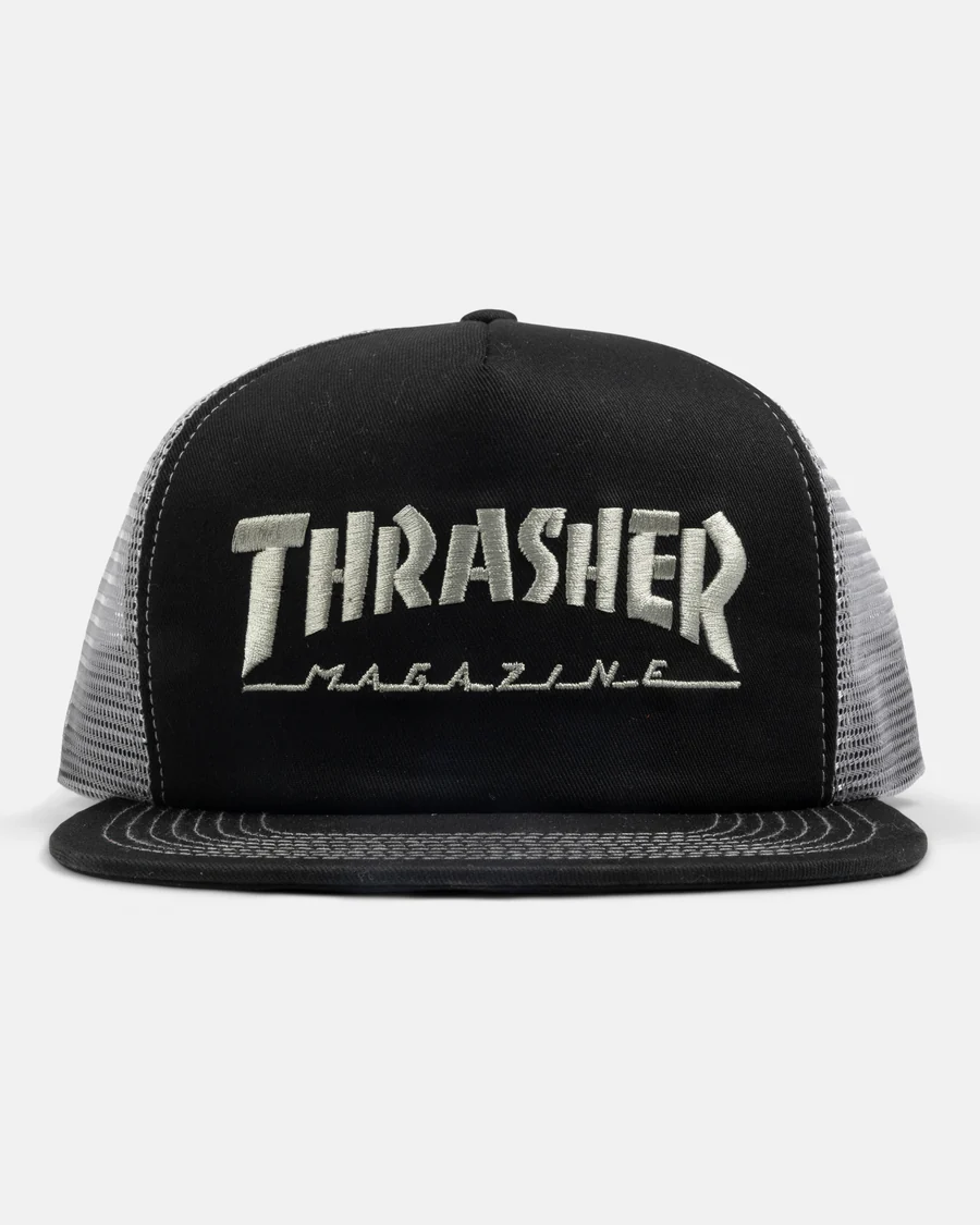 Thrasher Embroidered Mag Logo Trucker Hat Black/Grey