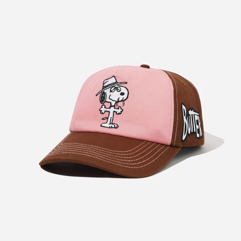 Peanuts X Butter Goods Spike 5 Panel Cap Brown/Light Pink